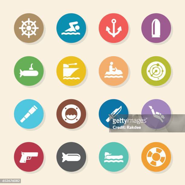 navy-icons-farbe kreis serie - schiffs steuer stock-grafiken, -clipart, -cartoons und -symbole