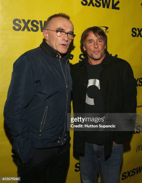 Director Danny Boyle and filmmaker Richard Linklater attend the premiere of "Trainspotting 2" during 2017 SXSW Conference and Festivals at Alamo Ritz...