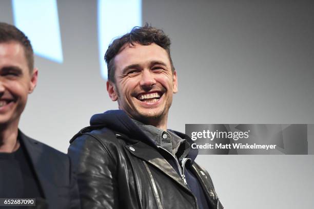 Actor/director James Franco speaks onstage during the "The Disaster Artist" premiere 2017 SXSW Conference and Festivals on March 12, 2017 in Austin,...