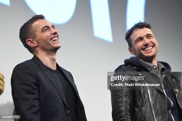 Actor Dave Franco and actor/director James Franco speak onstage during the "The Disaster Artist" premiere 2017 SXSW Conference and Festivals on March...