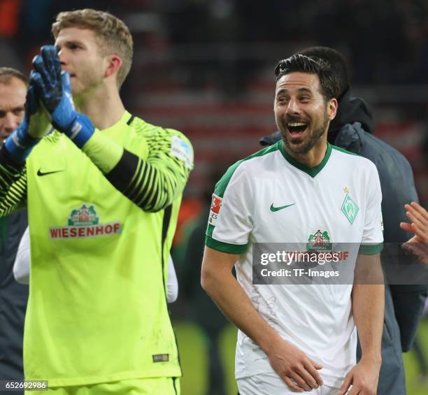 Claudio Pizarro of Bremen looks on during the Bundesliga soccer match between Bayer Leverkusen and Werder Bremen at the BayArena stadium in...