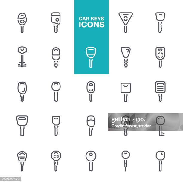 сar keys line icons - ignition key icon stock illustrations
