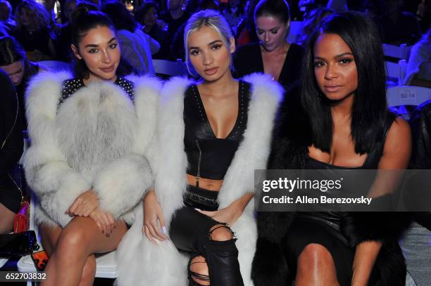 Actress Chantel Jeffries, singer Pia Mia and singer Christina Milian attend the debut of Thomas Wylde's "Warrior II" collection at Pacific Design...