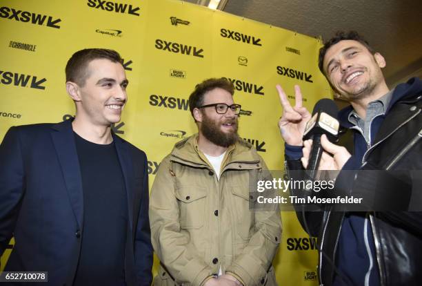 Dave Franco, Seth Rogen, James Franco attend the premiere of "The Disaster Artist" during the 2017 SXSW Conference And Festivals at the Paramount...