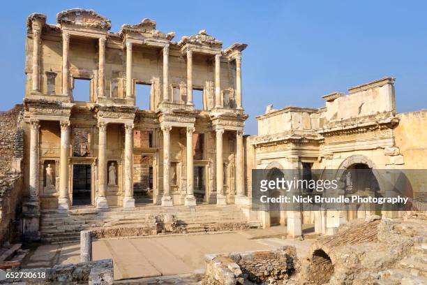 ephesus, the ancient library of celsus, turkey. - ephesus stock pictures, royalty-free photos & images