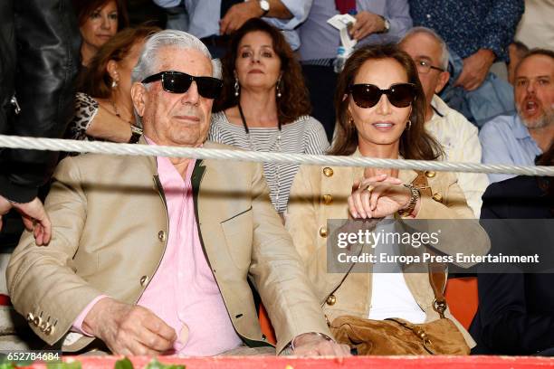 Mario Vargas Llosa and Isabel Preysler attend the traditional Spring Bullfighting performance on March 11, 2017 in Illescas, Spain.