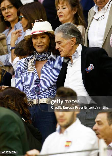 Jaime Ostos and Maria Angeles Grajal attend the traditional Spring Bullfighting performance on March 11, 2017 in Illescas, Spain.