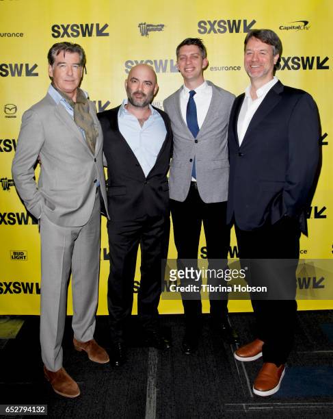Pierce Brosnan, Philipp Meyer, Tim Taliaferro, and Kevin Murphy attend AMC's 'The Son' premiere and panel with Pierce Brosnan, Philipp Meyer, Kevin...