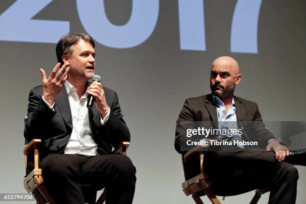 Kevin Murphy and Philipp Meyer attend AMC's 'The Son' premiere and panel with Pierce Brosnan, Philipp Meyer, Kevin Murphy on March 12, 2017 in...
