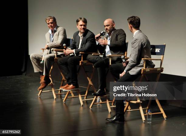 Pierce Brosnan, Kevin Murphy, Philipp Meyer and Tim Taliaferro attend AMC's 'The Son' premiere and panel with Pierce Brosnan, Philipp Meyer, Kevin...