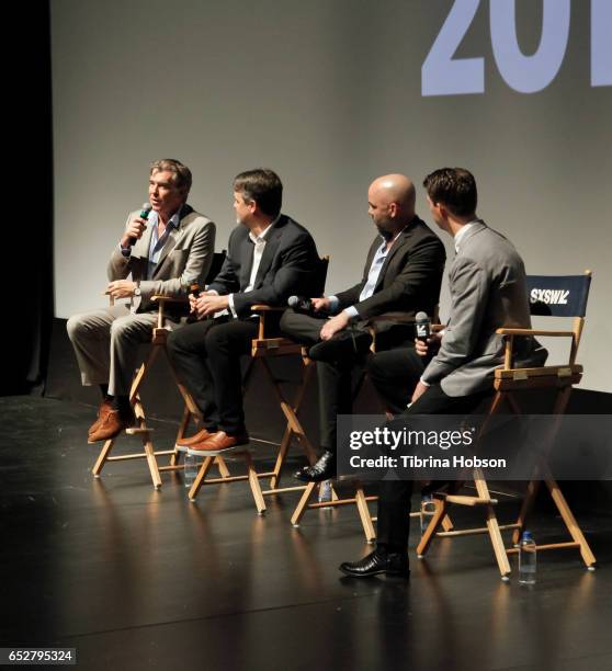 Pierce Brosnan, Kevin Murphy, Philipp Meyer and Tim Taliaferro attend AMC's 'The Son' premiere and panel with Pierce Brosnan, Philipp Meyer, Kevin...