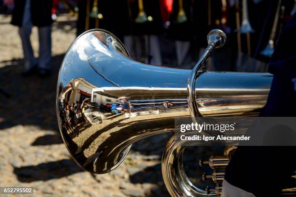 tuba, fanfare parade school festival, rio de janeiro state, brazil - brass band festival held in rio stock pictures, royalty-free photos & images