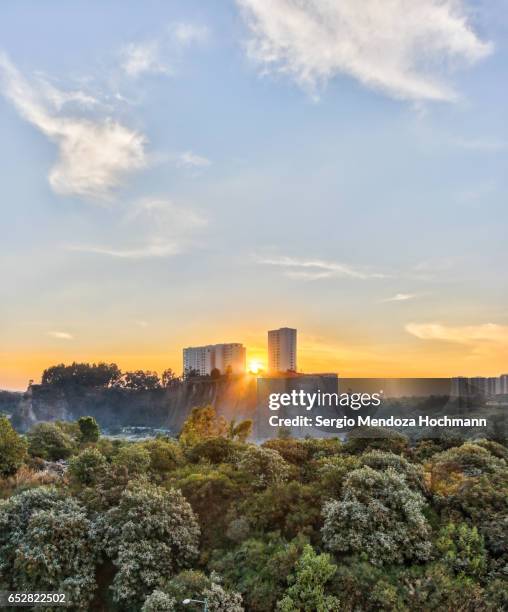 sunrise and buildings in santa fe - mexico city, mexico - santa fe stock pictures, royalty-free photos & images