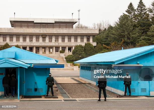 at the dmz - north south korea stock pictures, royalty-free photos & images