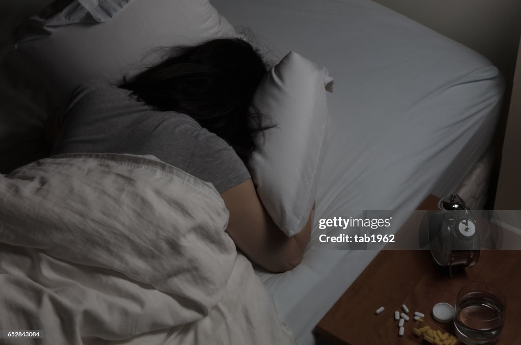 Woman restless at nighttime