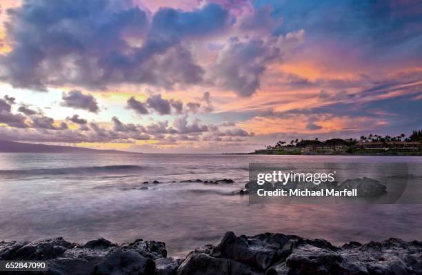 napili bay sunset - napili stock pictures, royalty-free photos & images