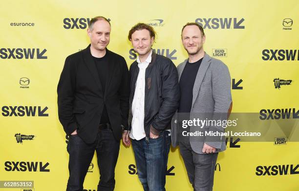 Co-Director Max Pugh, Executive Producer Nick Francis, and Co-Director Marc Francis attend the "Walk With Me" premiere during 2017 SXSW Conference...