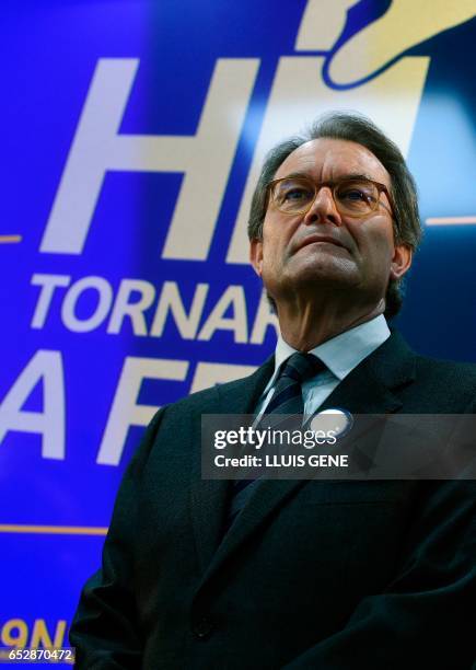 Former President of the Catalan Government and leader of Partit Democrata Europeu Catala PDECAT Artur Mas looks on during a press conference after...