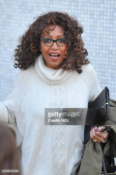 Sheila Ferguson seen leaving the ITV Studios after appearing as a guest on the Loose Women show on March 13, 2017 in London, England.