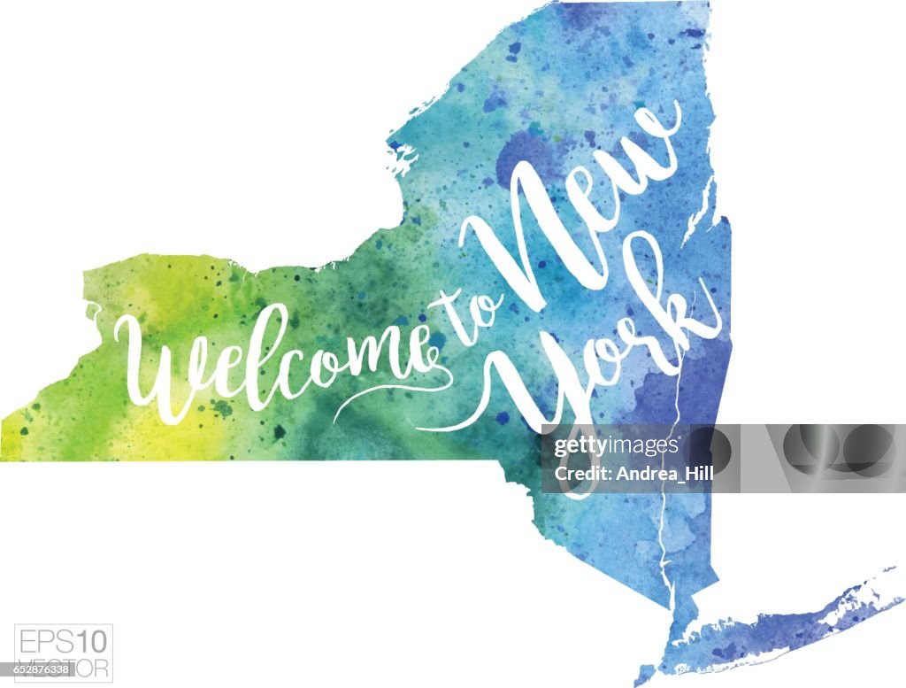 Bienvenue sur New York Vector Watercolor Map
