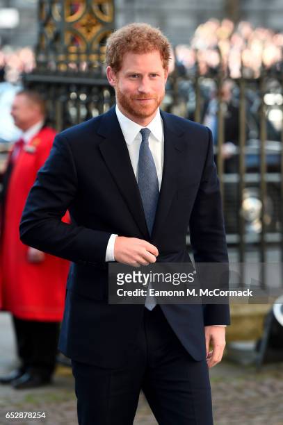 Prince Harry attends the annual Commonwealth Day service and reception during Commonwealth Day celebrations on March 13, 2017 in London, England.