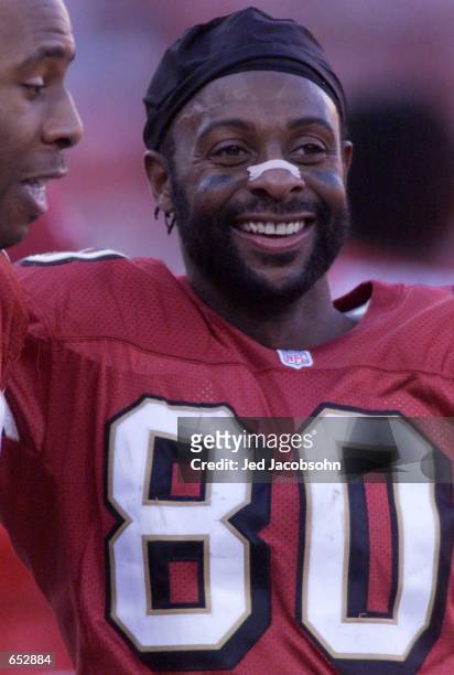 Jerry Rice of the San Francisco 49ers during the Chicago Bears game during a game at 3Comm Park in San Francisco, California. San Francisco went on...