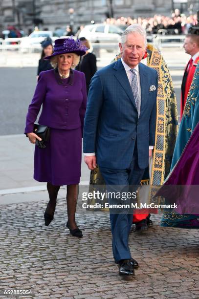 Prince Charles, Prince of Wales and Camilla, Duchess of Cornwall attend the annual Commonwealth Day service and reception during Commonwealth Day...