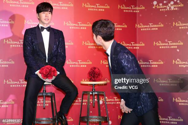 South Korean actor Park Hae-Jin attends his wax figure unveiling ceremony at Madame Tussauds on March 13, 2017 in Hong Kong, Hong Kong.