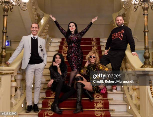 Manuel Bandera, Mario Vaquerizo, Alaska, Bibiana Fernandez and director Felix Sabroso pose during a photocall for their latest theater production 'El...