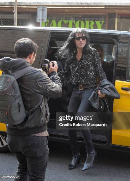 Mario Vaquerizo is seen arriving to a presentation of his latest theater production 'El Amor Esta en el Aire' at the Tivoli Teather on March 13, 2017...