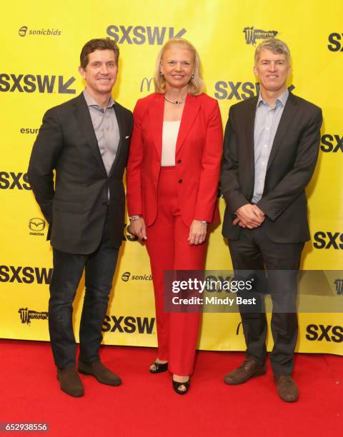 Chief Executive Officer of Johnson & Johnson Alex Gorsky, CEO of IBM Ginni Rometty and Dean of Dell Medical School Clay Johnston attend...