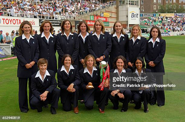 Members of the England Women's 2005 Ashes winning cricket team during the 5th Test match between England and Australia at The Oval, London, 9th...