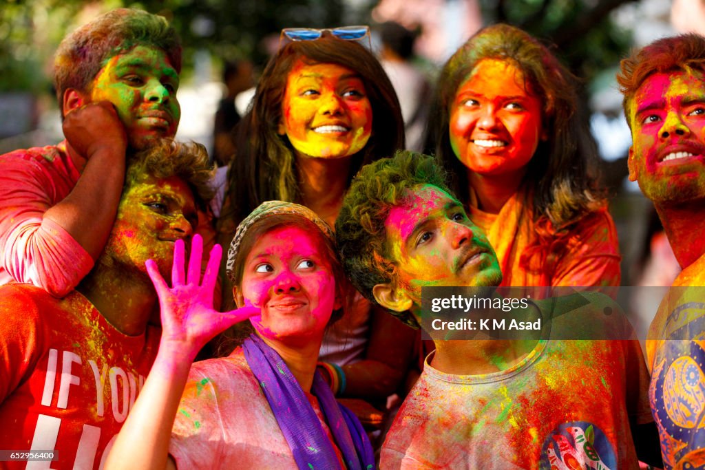 Dhaka University fine Art Students celebrate the Holi...