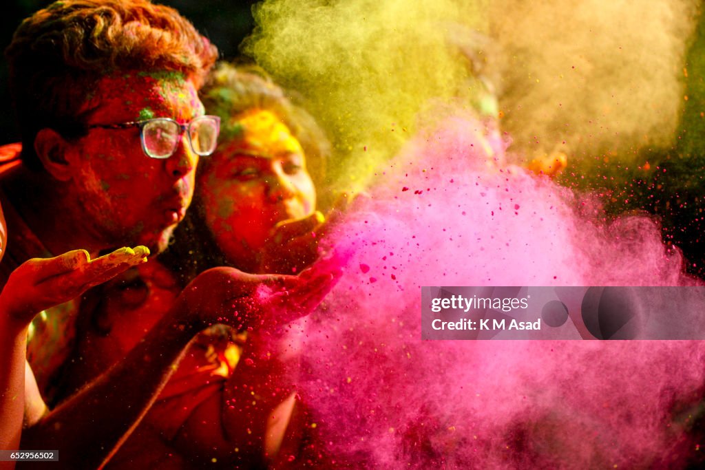 Dhaka University fine Art Students celebrate the Holi...