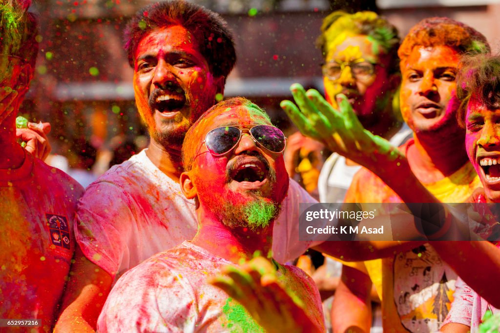 Fine Art Students celebrate the Holi Festival or Festival of...