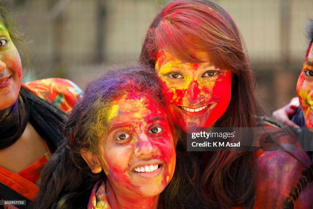 Dhaka University fine Art Students celebrate the Holi...