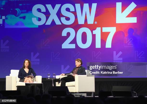 Choreographer Amy Kurzweil and author Ray Kurzweil speak onstage at 'Ray and Amy Kurzweil on Collaboration and the Future ' during 2017 SXSW...