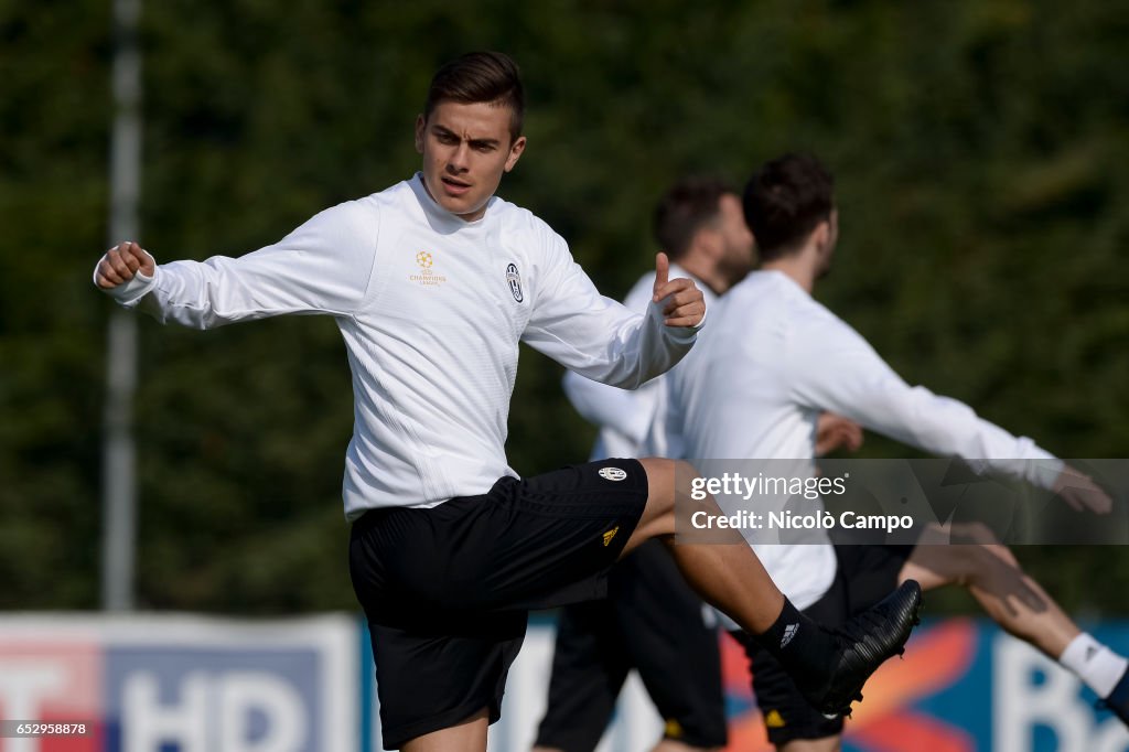 Paulo Dybala in action during the Juventus FC training on...