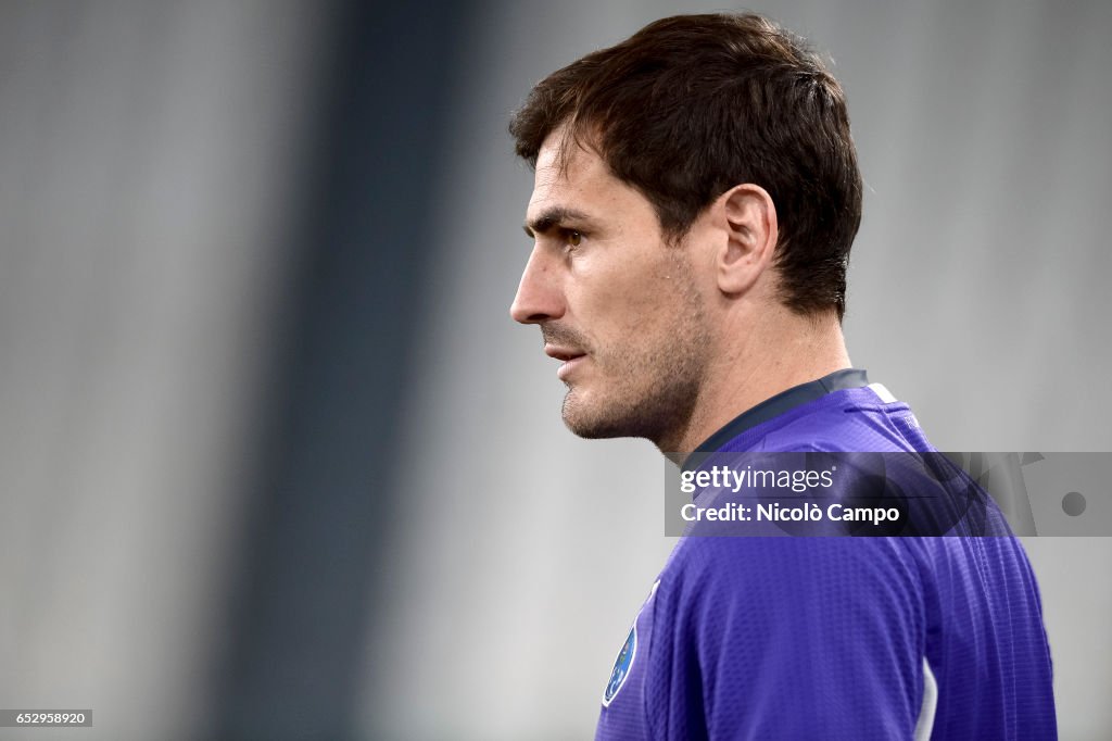 Iker Casillas looks on during the FC Porto training on the...