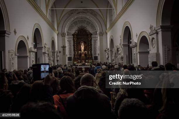 Vigil in memoriam of homeless burned two days ago in Santa Maria della Pace dei Frati Minori Cappuccinis Church in Palermo on March 12, 2017