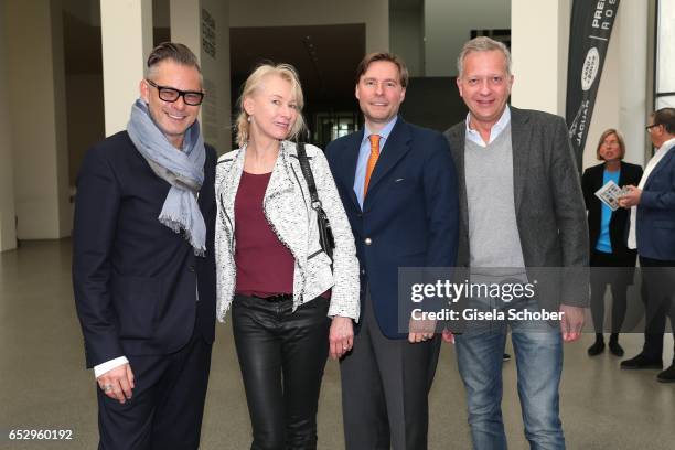 Guido Redlich , Tine Felten, Dr. Marc Heinisch and Moritz Freiherr von Crailsheim during the Gentlemen Art Lunch at Pinakothek der Moderne on March...