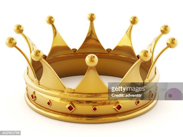 stockillustraties, clipart, cartoons en iconen met gouden kroon versierd met rode edelstenen - prince royal person