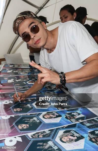 Reykon backstage during the iHeartLatino TU94.9FM Calle Ocho festival on March 12, 2017 in Miami, Florida.