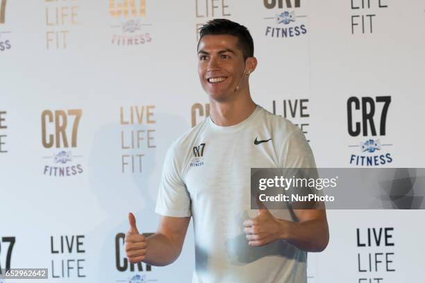 Cristiano Ronaldo presents CR7 Fitness Gyms on March 13, 2017 in Madrid, Spain.