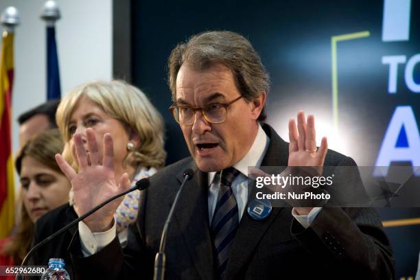 Former catalan President ARTUR MAS holds a press conference in Barcelona, Spain on 13 March after Spanish constitutional court announced barred him...