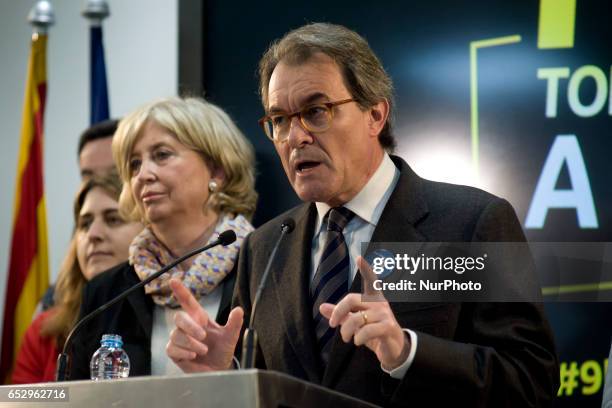 Former catalan President ARTUR MAS holds a press conference in Barcelona, Spain on 13 March after Spanish constitutional court announced barred him...