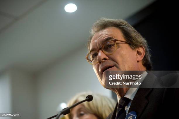 Former catalan President ARTUR MAS holds a press conference in Barcelona, Spain on 13 March after Spanish constitutional court announced barred him...