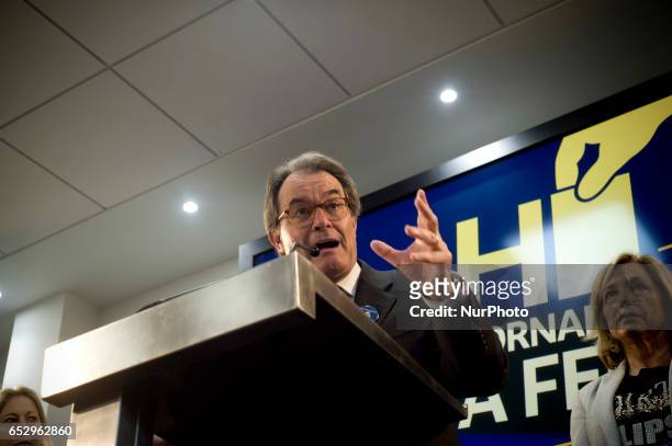 Former catalan President ARTUR MAS holds a press conference in Barcelona, Spain on 13 March after Spanish constitutional court announced barred him...