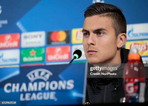 Paulo Dybala during the press conference before Champions League match between Juventus v Porto, in Turin, on March 13, 2016