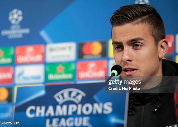 Paulo Dybala during the press conference before Champions League match between Juventus v Porto, in Turin, on March 13, 2016